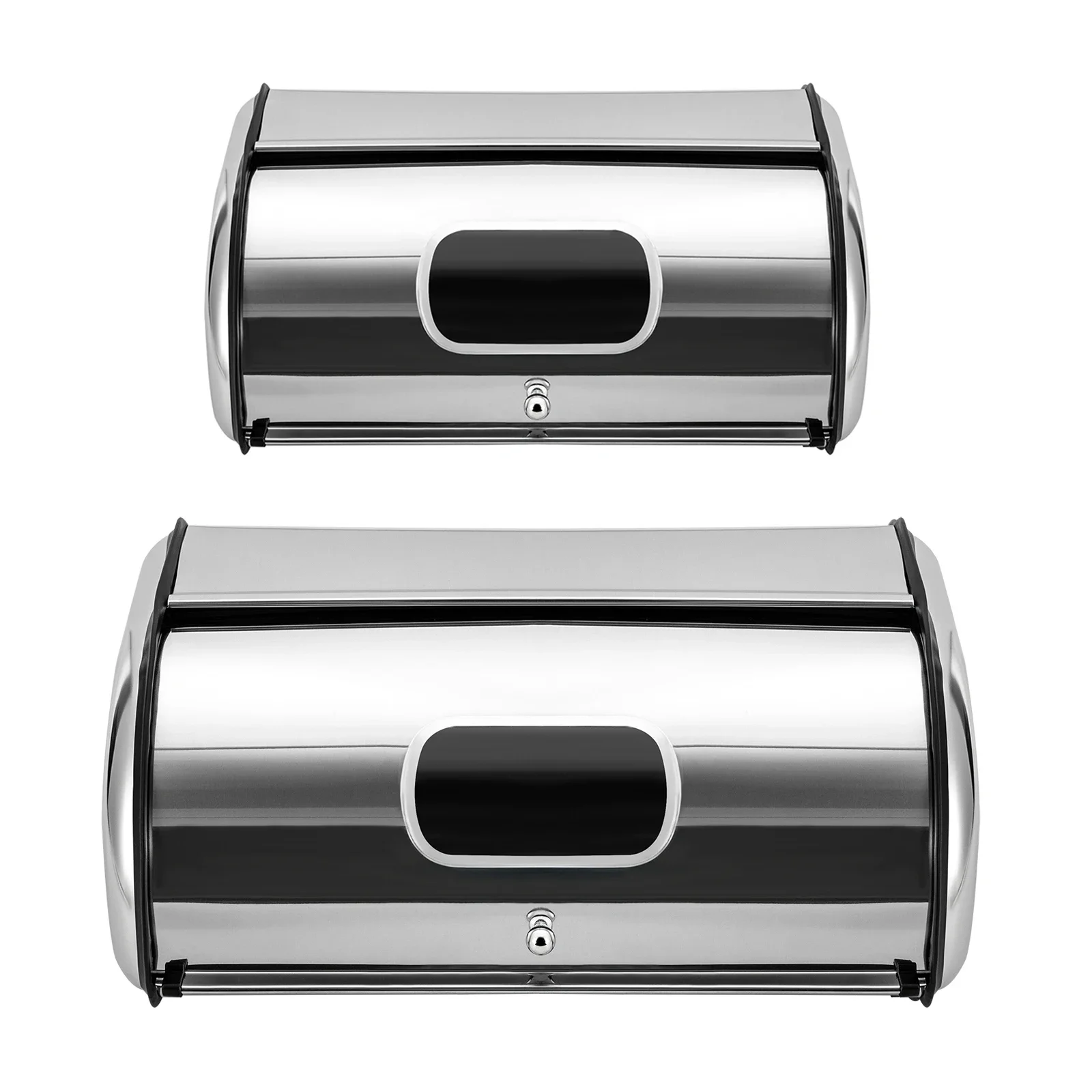 Edelstahl-Brotkasten Bäckerei-Vitrine Brotaufbewahrungsbehälter mit Sichtfenster Rolltop-Deckel 5L Fassungsvermögen für die Küche – Detail 3