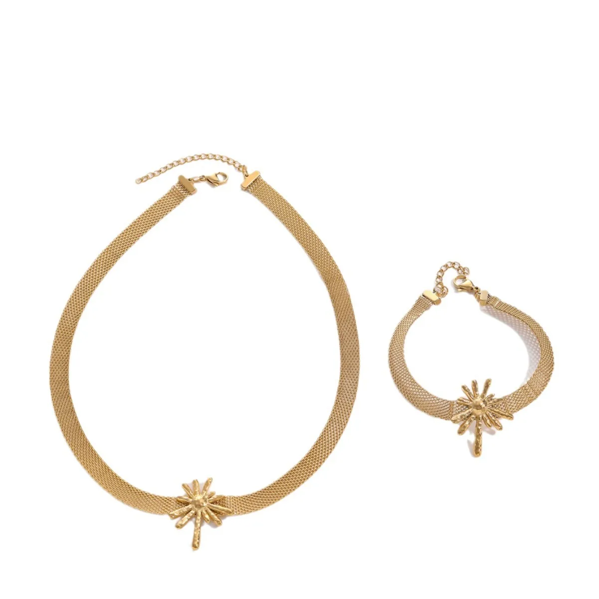 

Kitykiss Retro Titanium Steel Exaggerated Niche Sunflower Bracelet Net Gold-plated Necklace Women's Stainless Steel Jewelry
