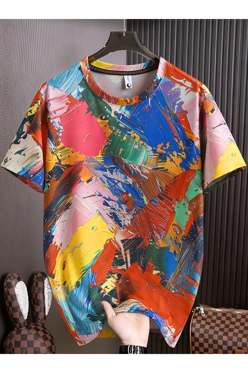 2026 Summer New Men's Polo Shirt Silk Short-Sleeved T-shirt