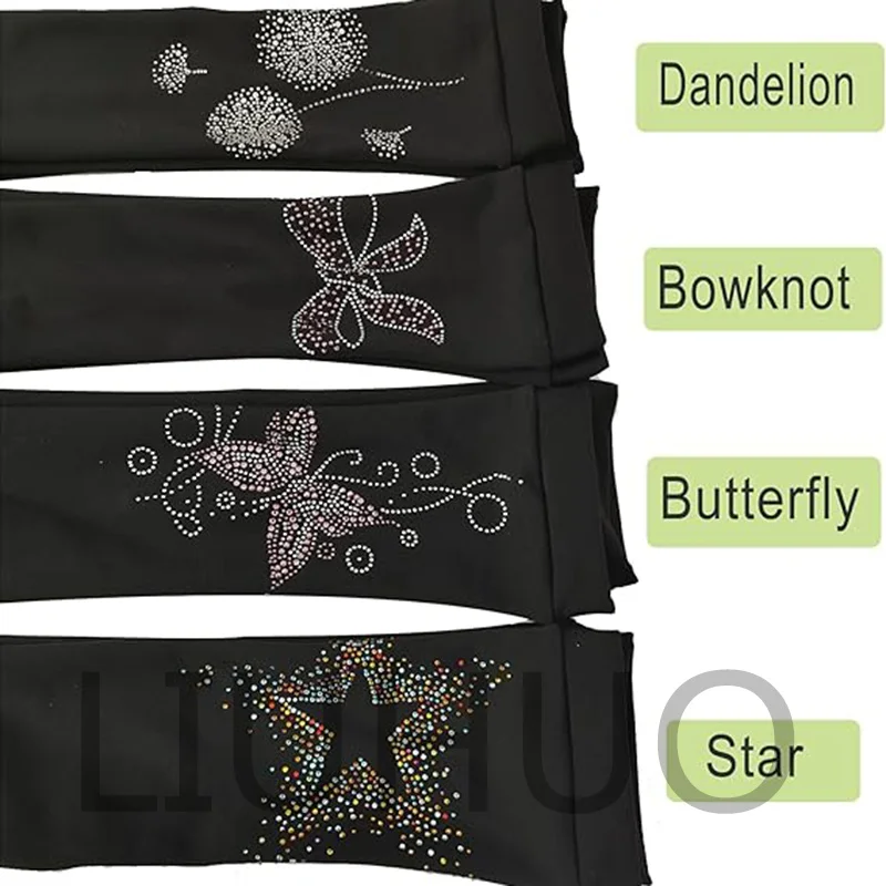 LIUHUO フィギュアスケート パンツ 女の子と女性用 フリース五角形付き トレーニングウェアに最適