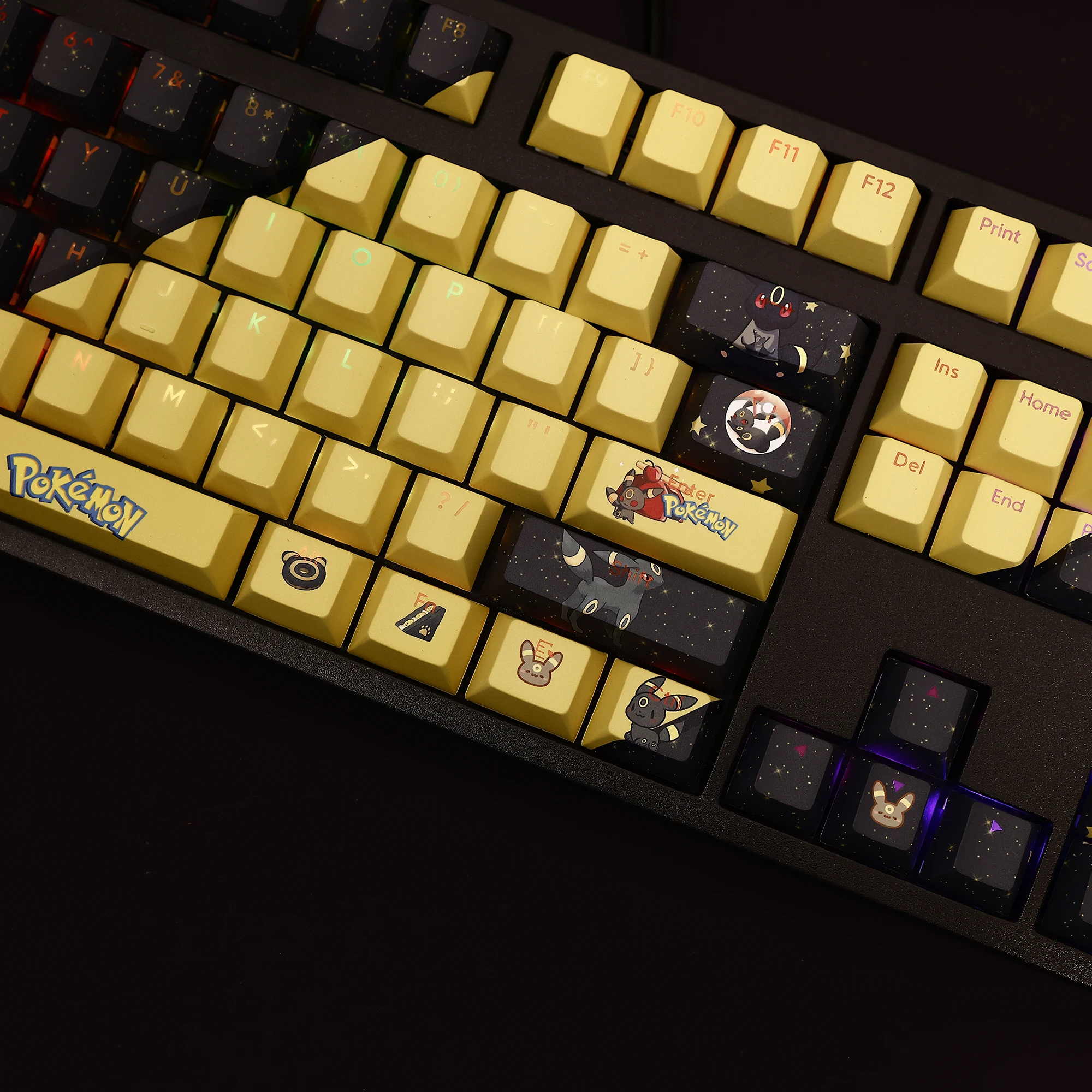 Imagem -04 - Umbreon-anime Game Keycaps 108 Teclas Linguagem Rgb Material Pbt Perfil Cereja Caps Teclado Mecânico