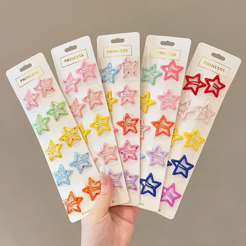 10pcs/set Cute Colorful Star Waterdrop Shape Hair Clips For Girls Children Lovely Hair Decorate Hairpins Kids Hair Accessories