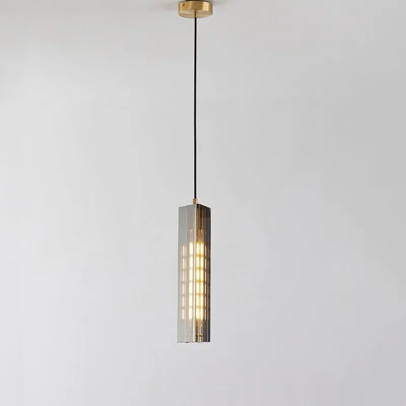 Light luxury crystal small chandelier, designer bedroom bedside chandelier, simple and creative all-copper restaurant bar lamp