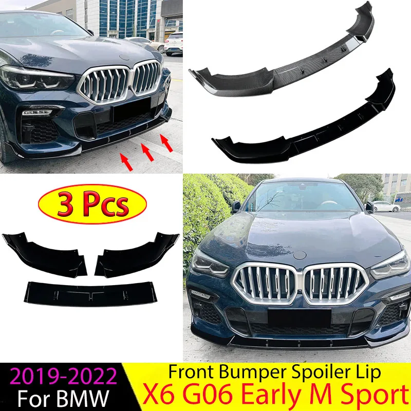 

Car Front Bumper Spoiler Lip for BMW X6 G06 Early M Sport 2019-2022 Chin Splitter Diffuser Blade Body Kit Tuning Lame Avant