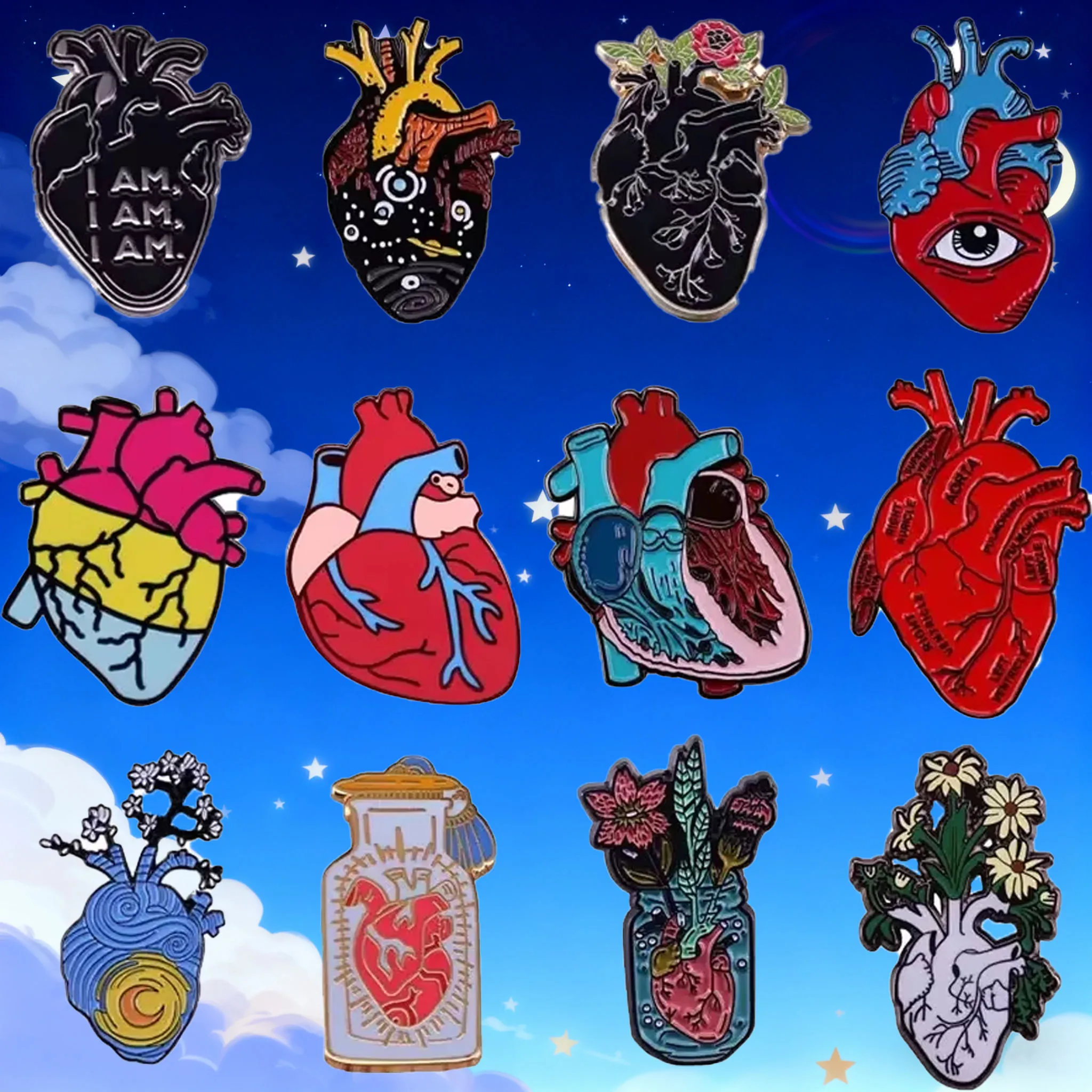 Simulated Heart Brooch Medical Organ Anatomy Badge Health Awareness Enamel Pins Medical Student Clothing Accessories Decoration
