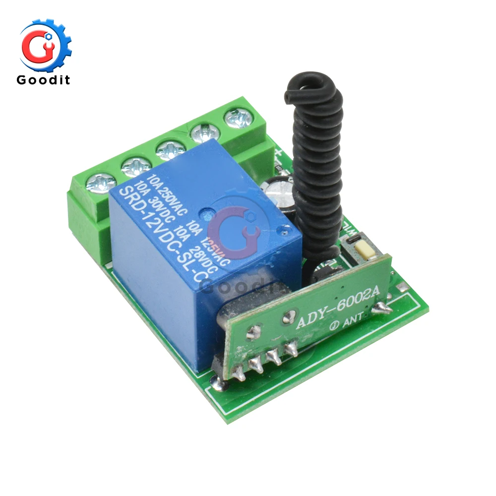 Wireless Relay Module DC 12V 1Channel 315MHz RF Remote Control Switch Heterodyne Receiver Controller Board