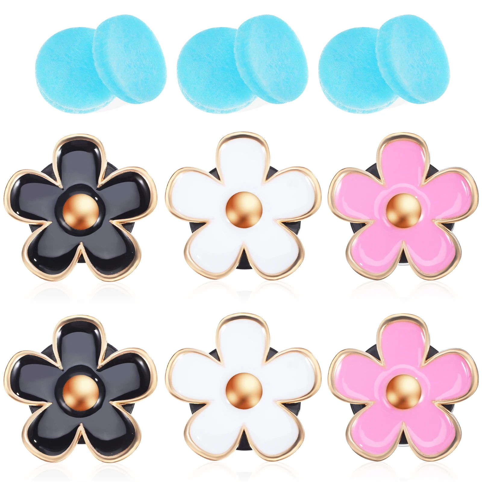 

6 Pcs Air Freshener Clips Flower Flower Car Accessories Vent Decor Accessories Pink Black White Aromatherapy Long Lasting