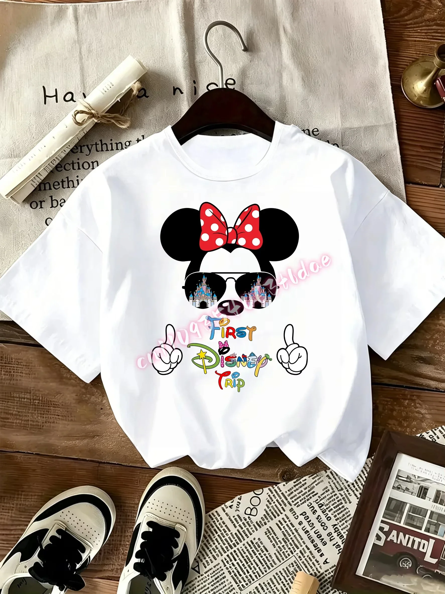 2026 NEW Summer  family vacation magic castle cartoon mouse identical style family T-shirt short-sleeved top