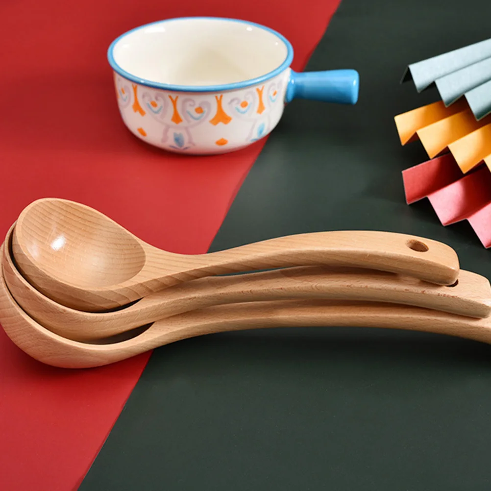 

Easy to Clean Spoon Eating Utensils Large Capacity Cooking Hot Pot Wooden Spoons for Soup Ladle Fine Workmanship Deep Depth