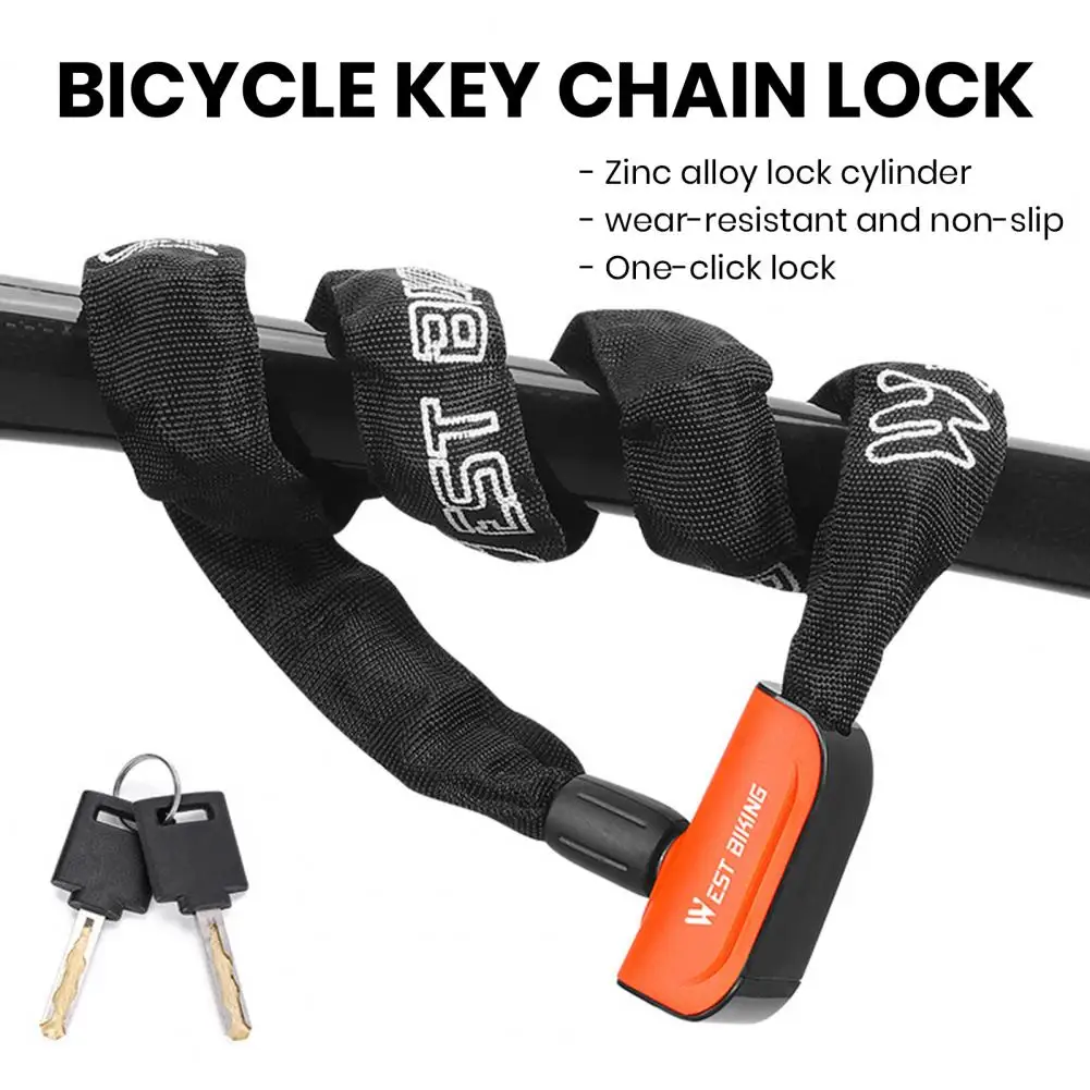 Bicycle Chain Lock with 2 Keys Waterproof A3 Iron Chain Lock Anti-theft Protection Chain Lock for Mountain Bike