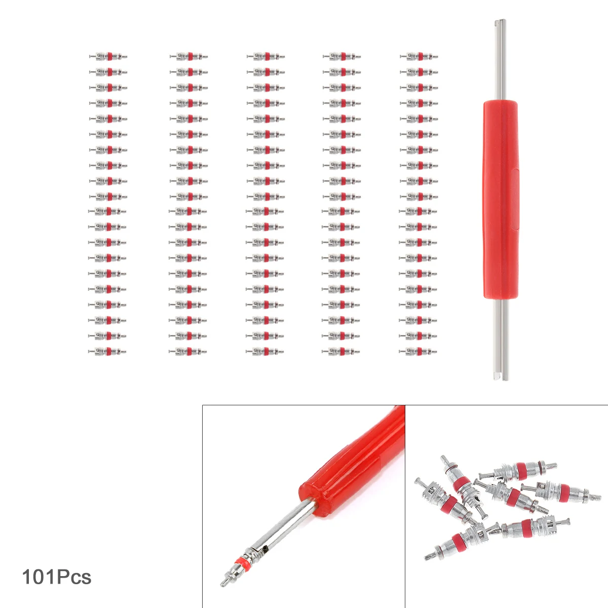 100pcs Universal Car Replacement Tire Tyre Valve Stem Core Part Valve Tire Repair Tool Dual-purpose Wrench