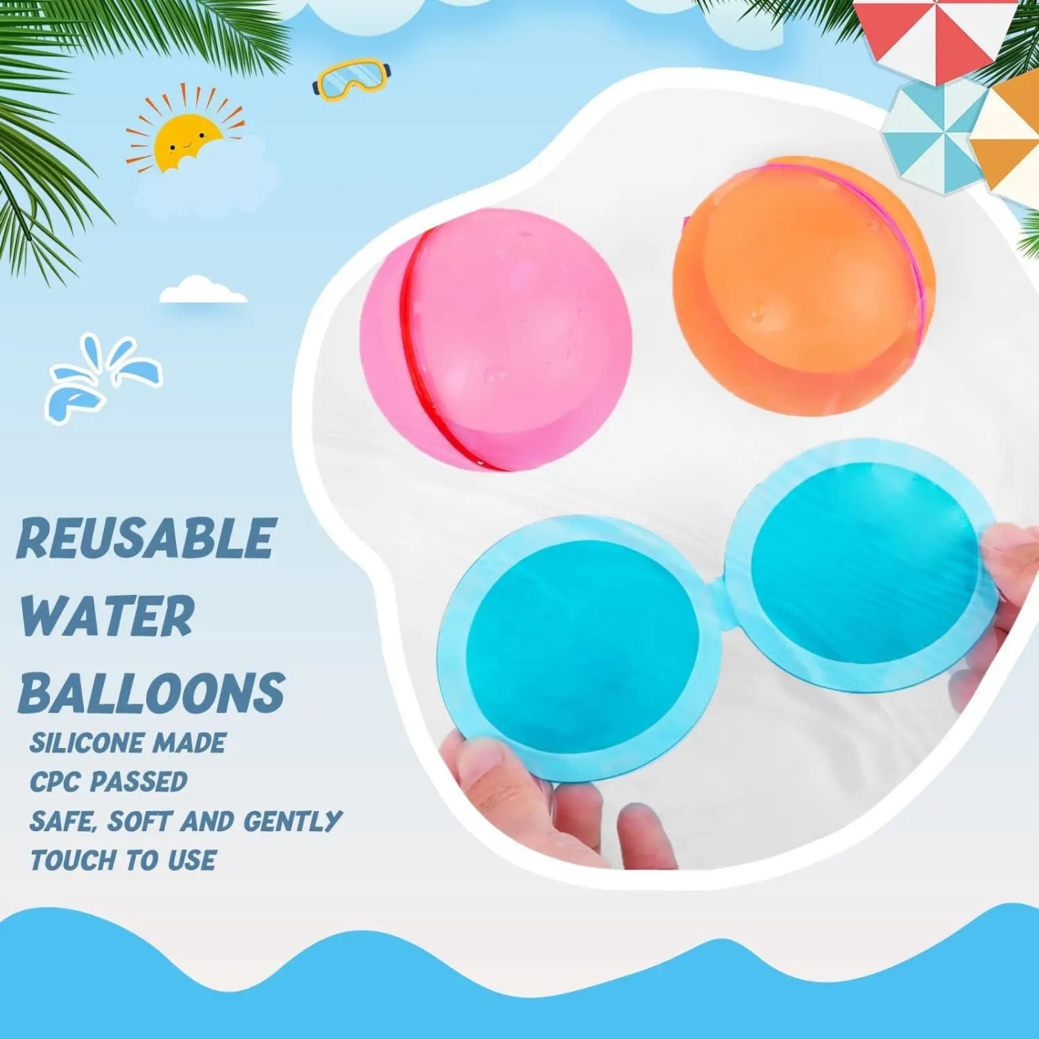 Soft Reusable Water Balloons Quick-Fill Refillable Durable Magnetic Water Balloons for Outdoor Activities for Endless Summer Fun