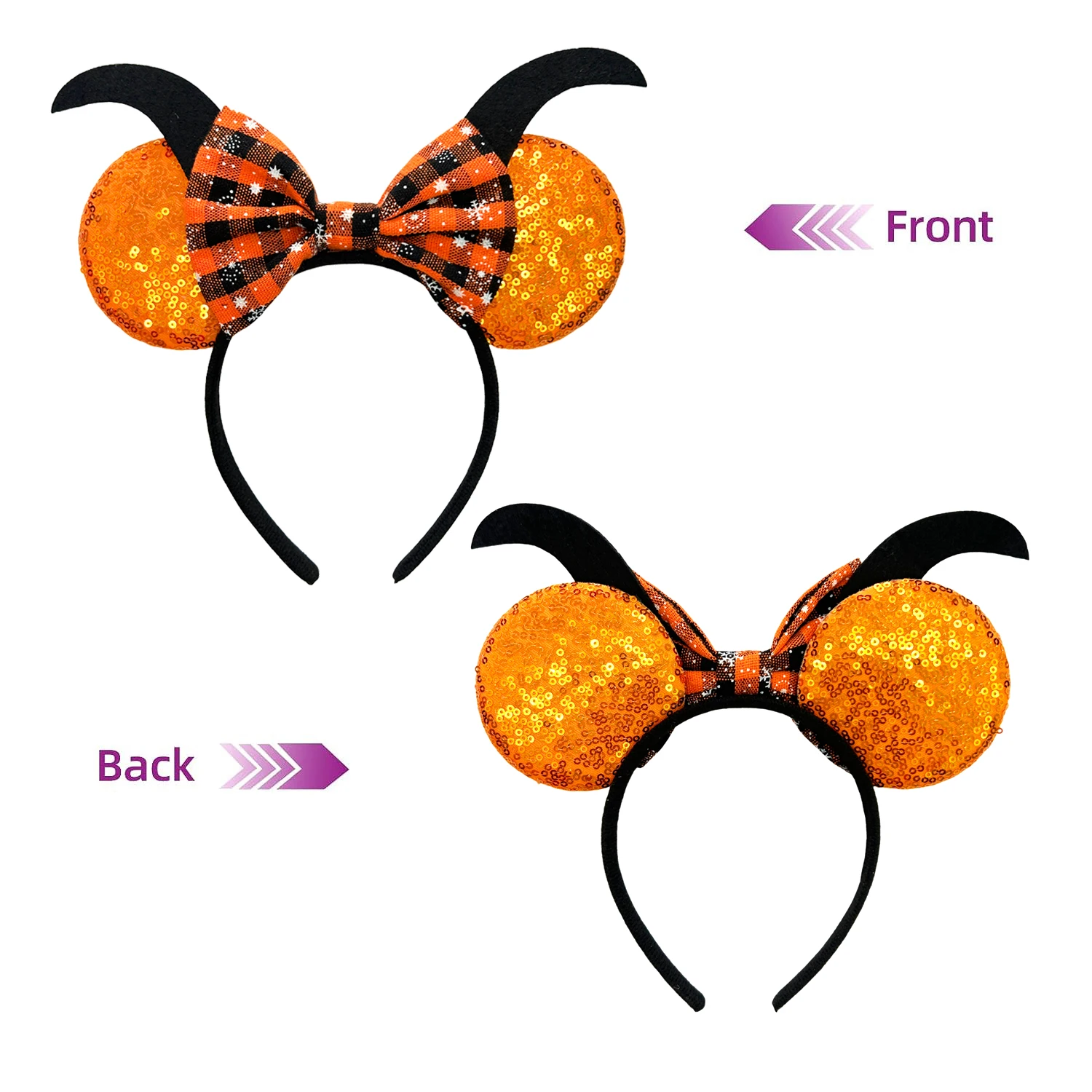 New Mickey Mouse Ears Headbands Women Child Halloween Hair Accessories Lilo Stitch Headband for Girls Kids Sequins Bow Hairband