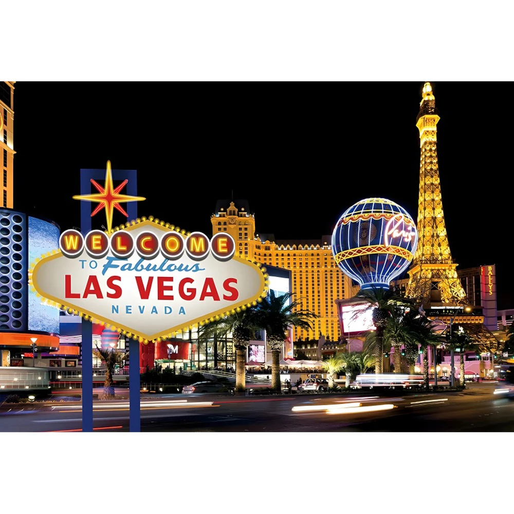 Las Vegas Theme Background City Night Scenes Casino Entrance Birthday Party Decoration Supplies Banner Photo Studio Vinyl Props
