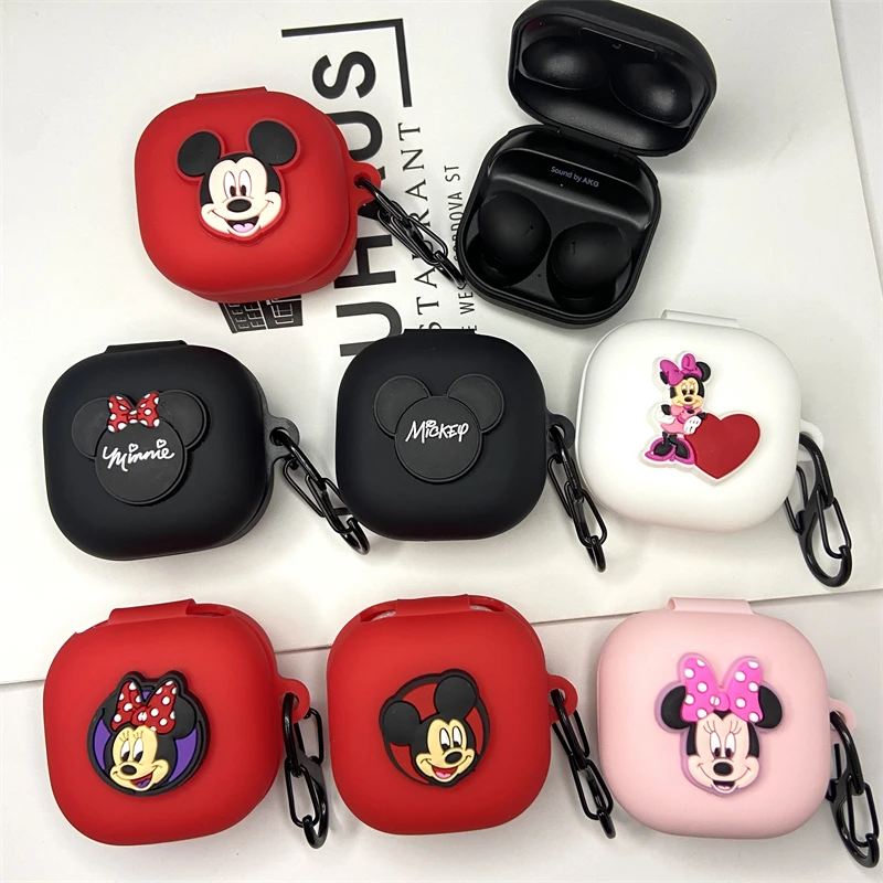 Disney Mickey Minnie Earphone Case for Samsung Galaxy Buds Live/Buds Pro/Buds 2/Buds2 Pro Silicone Soft Protective Case Earphone