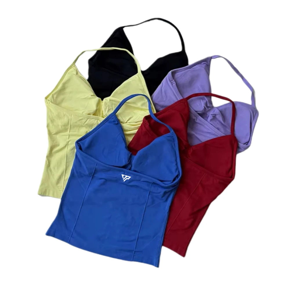 

Ladies High-quality Neck Vest Yoga Top Halter Top Gym Four Seasons Neck Bra Comfortable Yoga Vest Exercise Top Sports Vest