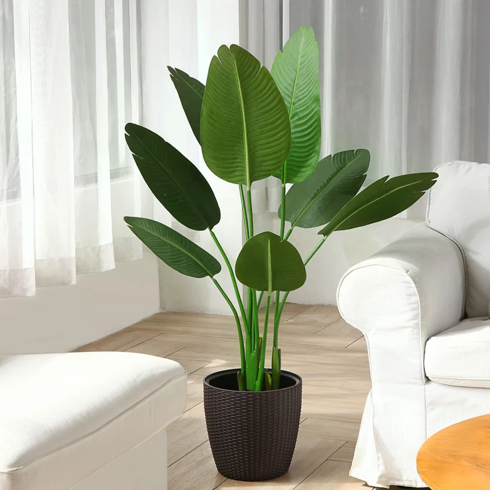 

Artificial Fake Tropical Travellers Plants Simulation Faux Banana Leaf For Indoor Outdoor Office Living Room Decoration