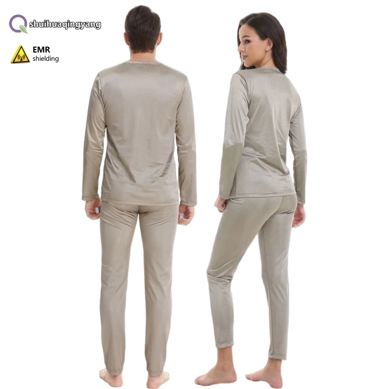 Electromagnetic radiation protective 100% silver fiber long sleeved underwear set, new energy vehicle EMF shielding clothing