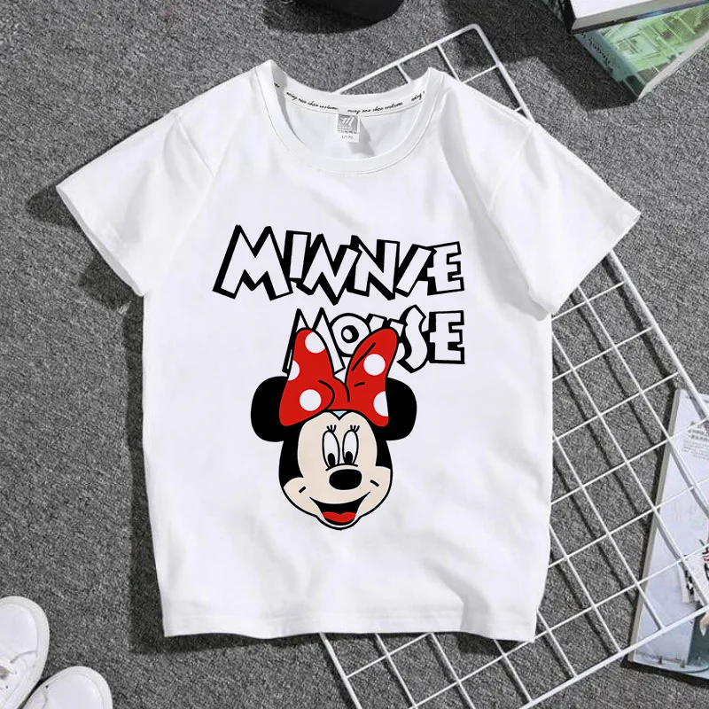 الصيف الكرتون لطيف ميكي ماوس الكرتون القطن الخالص ملابس الأطفال طالب جولة الرقبة تي شيرت بأكمام قصيرة
