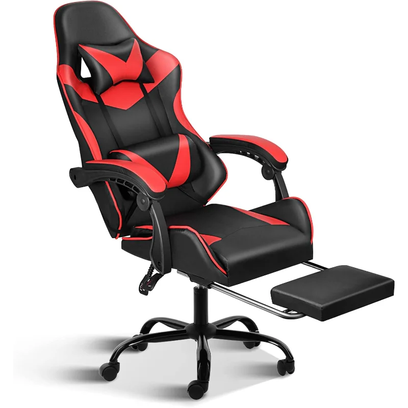 

Backrest and Seat Height Adjustable Swivel Recliner Racing Office Computer Ergonomic Video Game Chair with Footrest