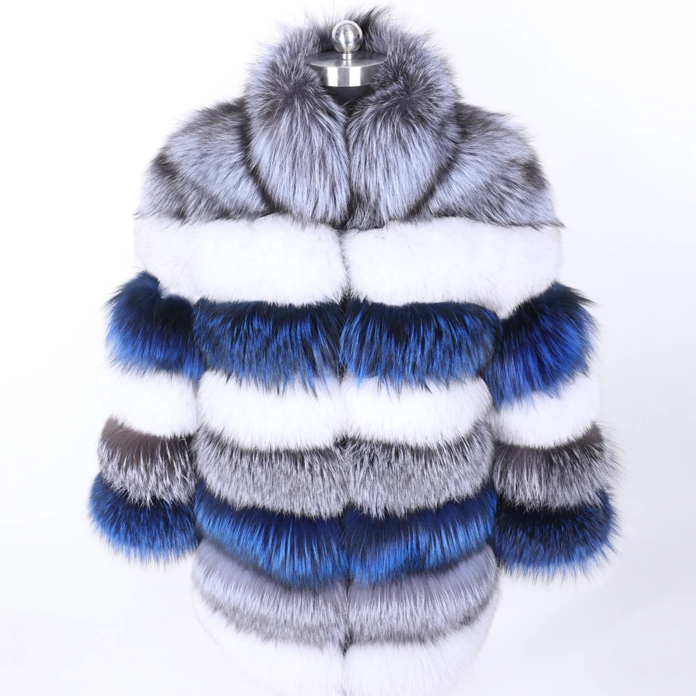 2019 fashion new style Real fox coat Slim round neck Winter women's natural fur jacket Coat vest girl leather