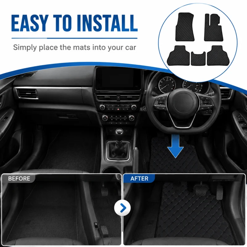 Custom For Jaguar All Models Flat Car Floor Mats PU 3D Waterproof Anti-slip Car Accessories Carpets Covers Left/Right-hand drive
