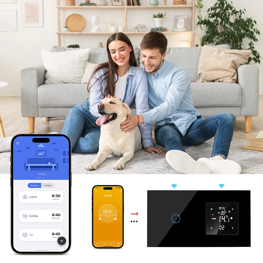 WiFi Tuya Heating Thermostat Water/Electric Floor Gas Boiler Temperature Control with wifi switch/normal socket Alexa Google