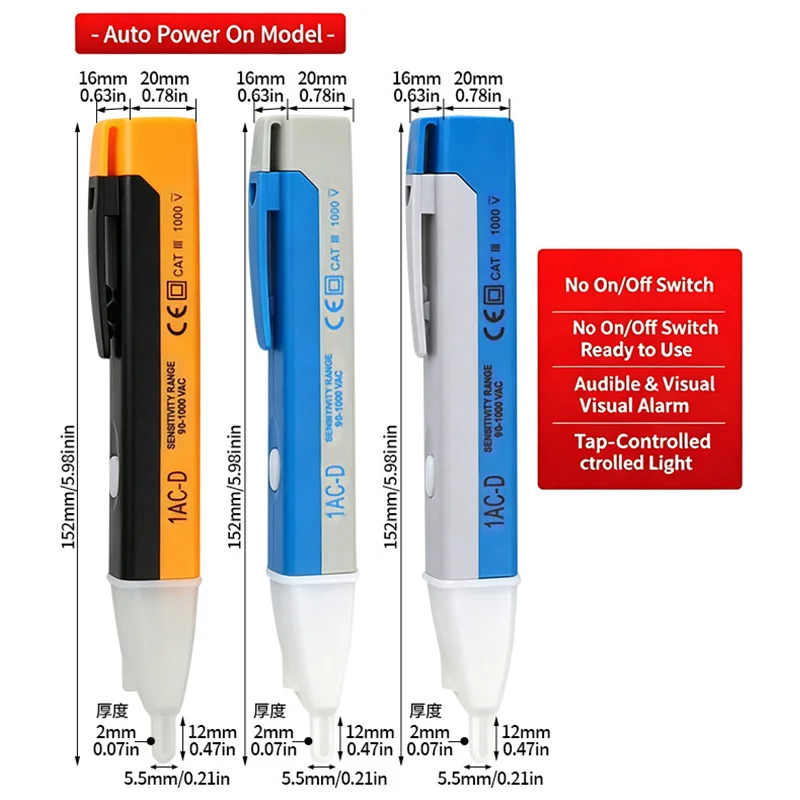 Non‑Contact Voltage Tester Pen Sound Light Alarm Flashlight AC Voltage Detector Zero Live Wire Circuit Fault Breakpoint Finder