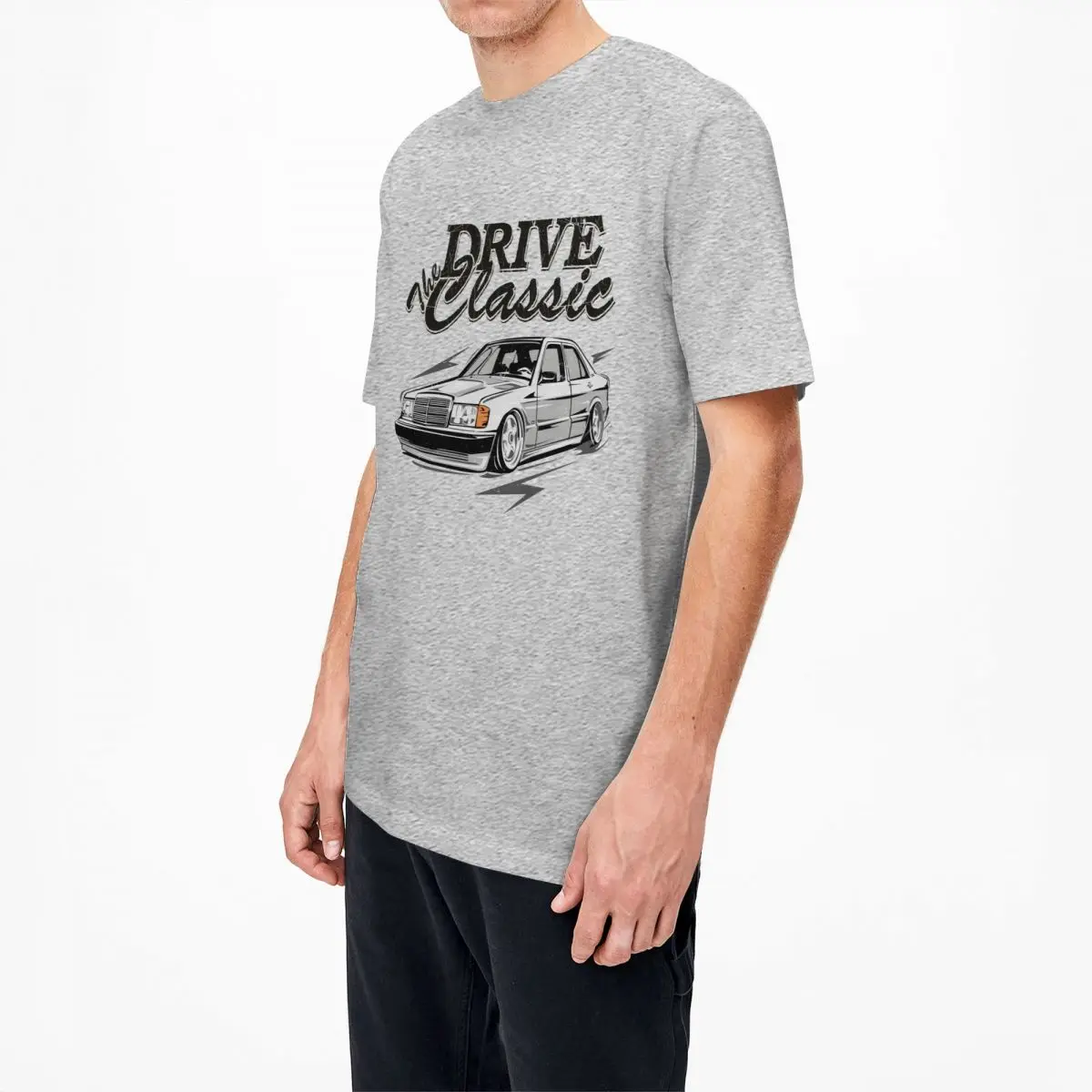 Awesome W201 Drive The Classic Car T Shirts Men Women Crew Neck Cotton 190E Vintage Cars Short Sleeve T shirt Large Size Tshirt