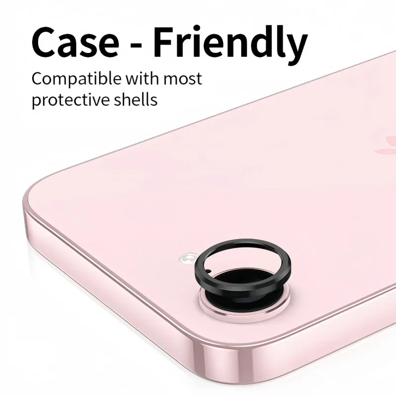 iPhone 17Air 16E 2025用合金製カメラプロテクター、メタルリングレンズ強化ガラス製背面レンズカバー保護キャップ