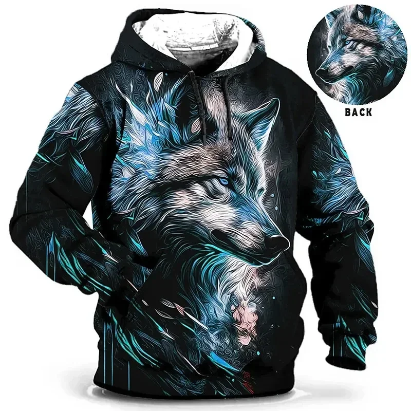 

Autumn New Men's Hoodie 3d Tiger Print Loose Sweatshirt Long Sleeve Pullover Oversized Harajuku Clothing ，Y2K