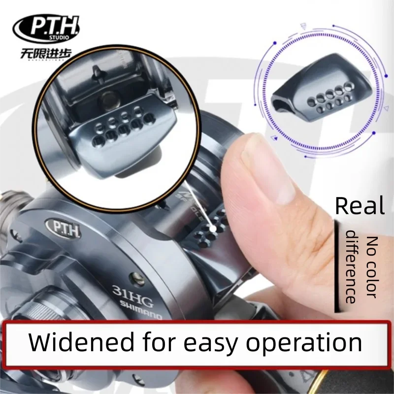 PTH Low Profile Clutch Button Upgrade Kit for Shimano 21-26 CQBFS 101/201,4g Lightweight CNC Aluminum Modification Clicker Plate