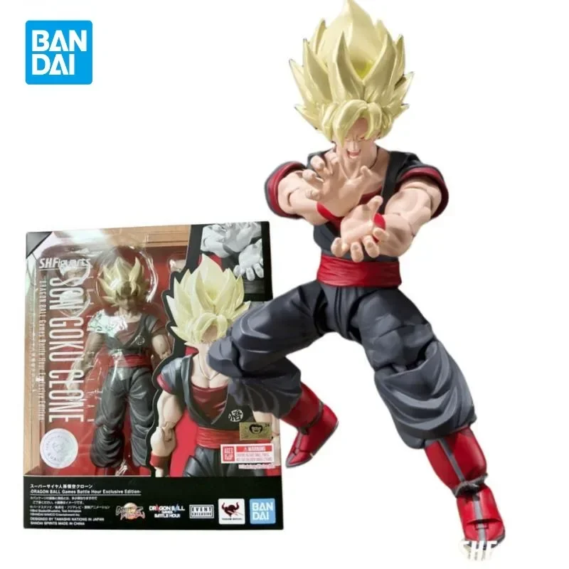 In Stock Bandai Original Shf Dragon Ball Saiyan Goku Human Cloning Exclusive Edition Anime Action Figure Collectible Model Toys