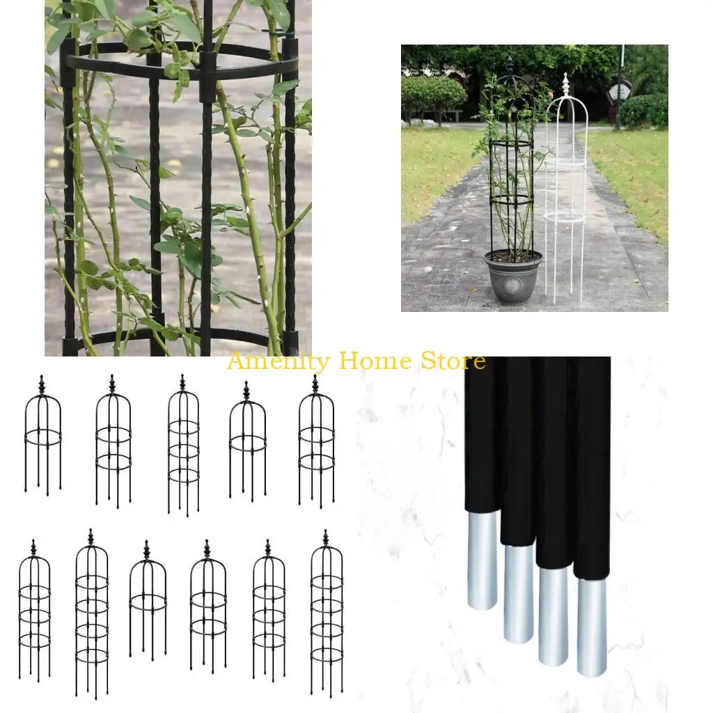 F26C Tower Obelisk Garden Trellis U-Shaped Plant Stand Flower Climbing Frame Rust-resistant Stainless Steel Flower Support
