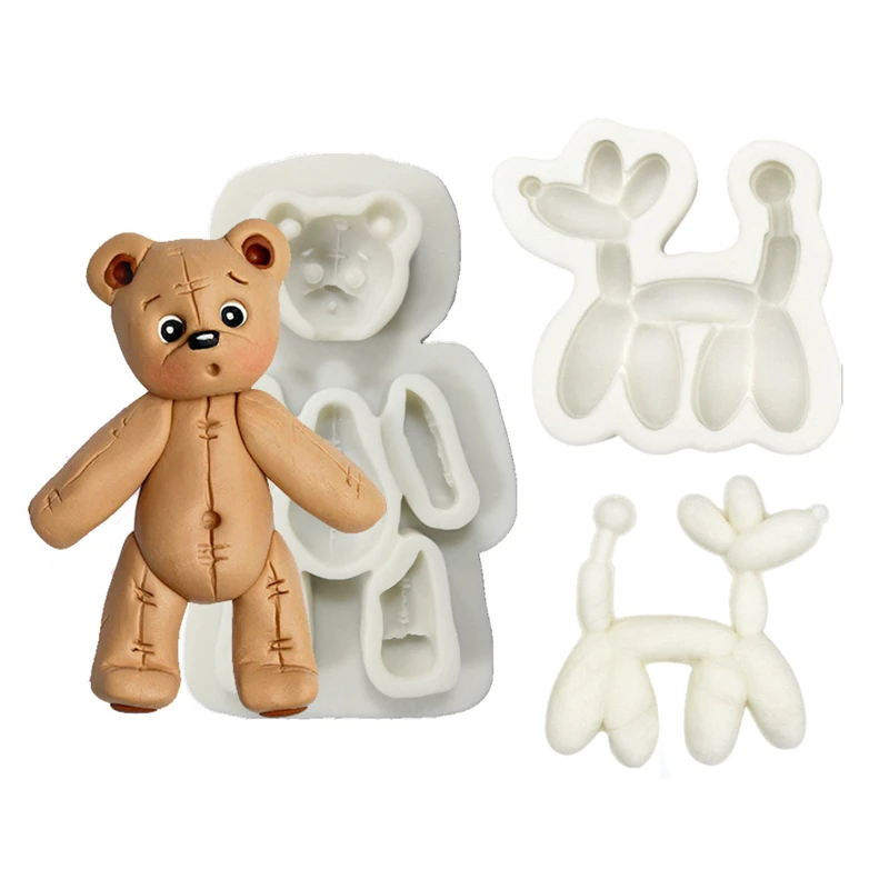 Ayı balon köpek silikon kalıp mutfak pişirme araçları DIY kek pasta Cupcake çikolata şeker tatlı dekorasyon fondan kalıp
