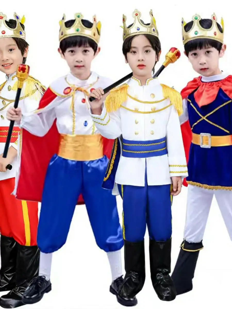 

Prince Costume Children's Halloween Boy's Clothes King Cosplay Outfit Performance Makeup Costume Polyester Stage Performance