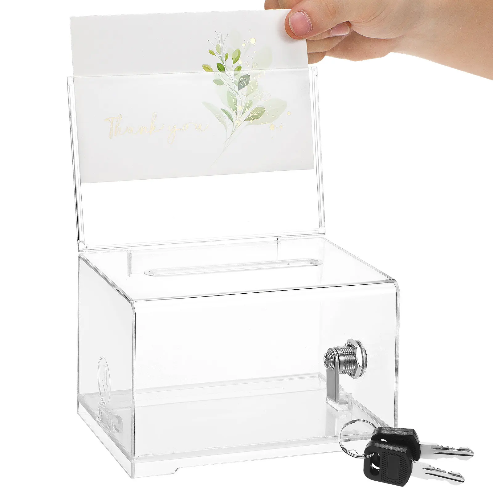 Transparent Acrylic Donation Box with Lock for Voting Suggestions Raffle Tickets Fundraising Charity Office Events Clear Ballot view 3