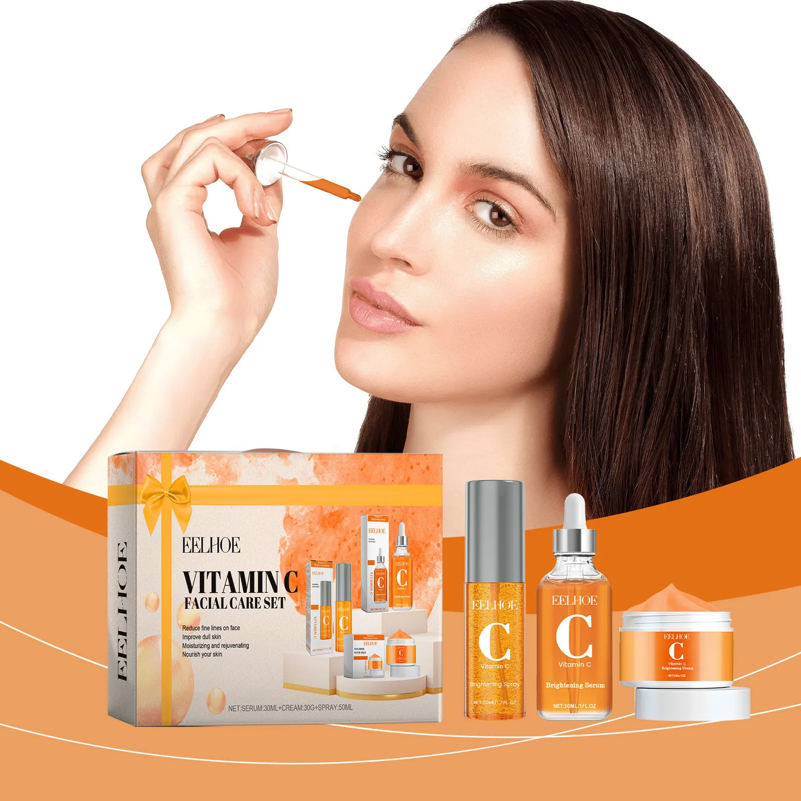 

Vitamin C for Face Whitening Dark Spots Removal Cream Skincare Kits Eye Lightening Moisturizing Facial Serum Skin Care