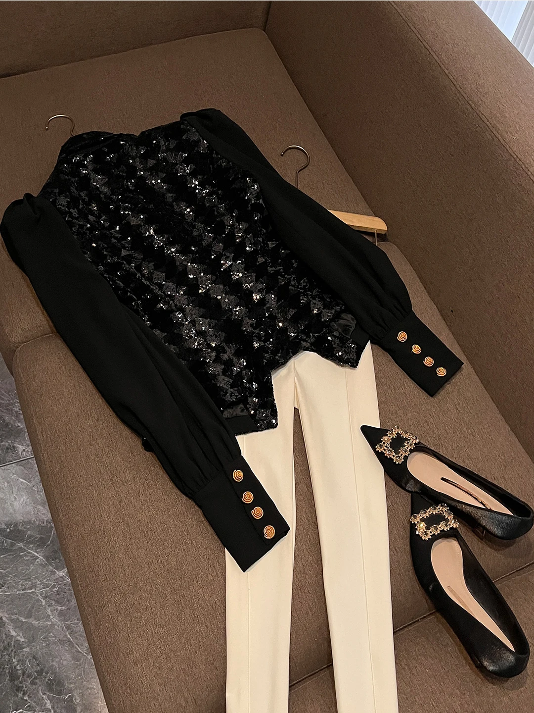 الرجعية Sle الترتر ort Jaet Bla الربط فقاعة Sve صف مزدوج الذهب زر المرأة Busin دعوى ملابس خارجية