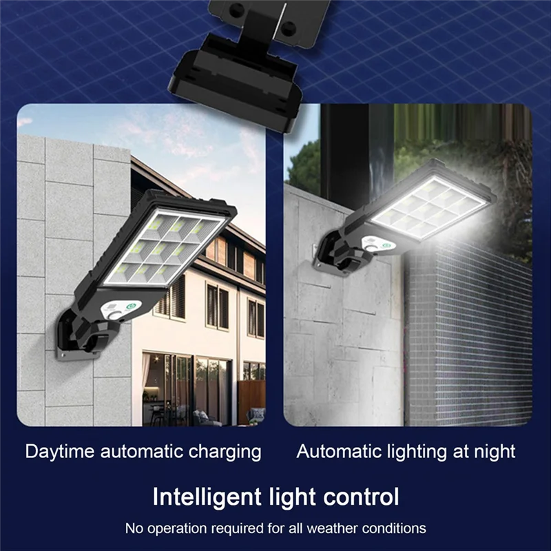 AF90-2PCS Lampada da parete solare a LED per esterni Luci solari Sensore di movimento Luce ad energia solare 3 modalità per giardino esterno