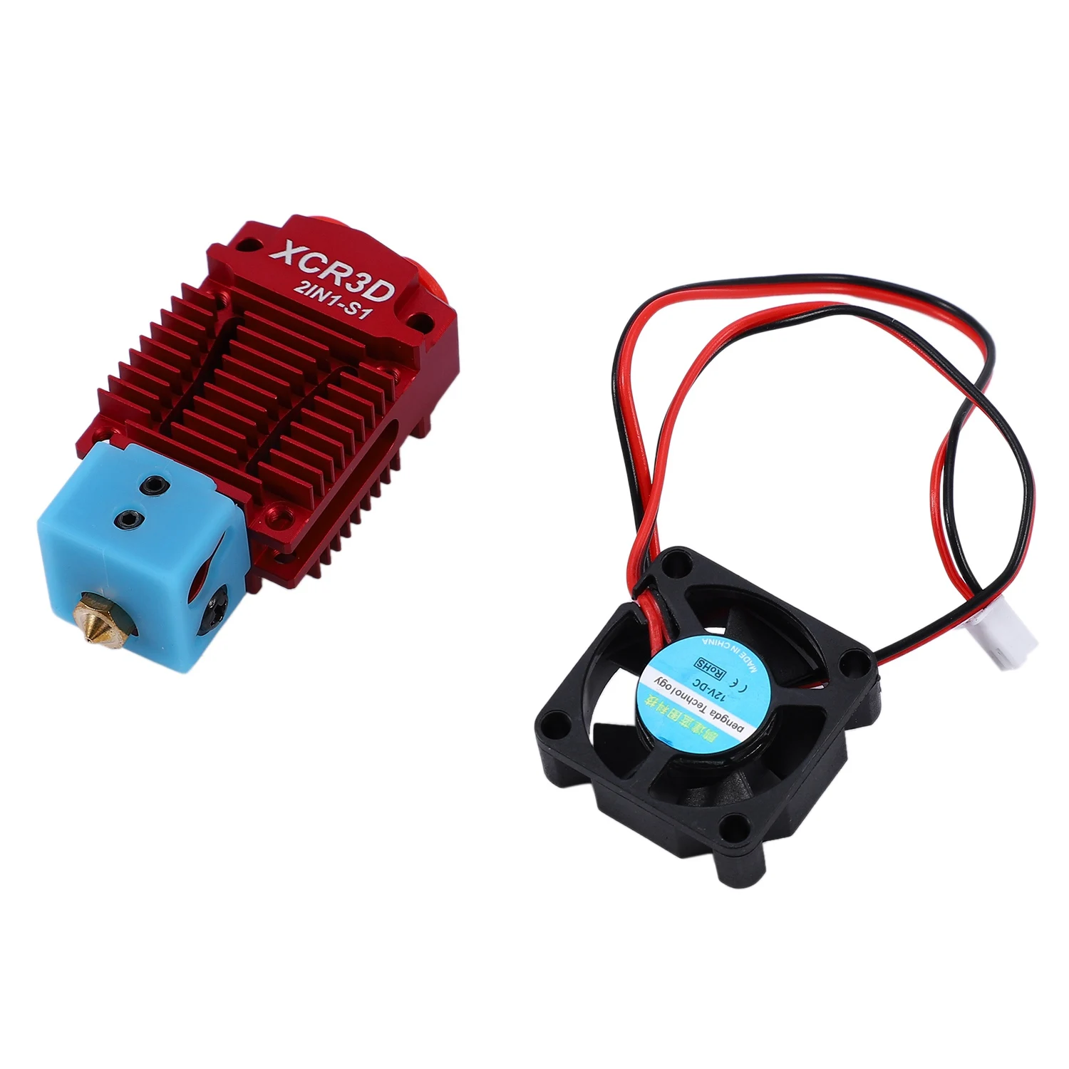 3D Printer Hot End 2 in 1 Out Switch Color Bowden Extruder XCR3D 2IN1-S1 J-Hotend 12V 1.75mm (Red)