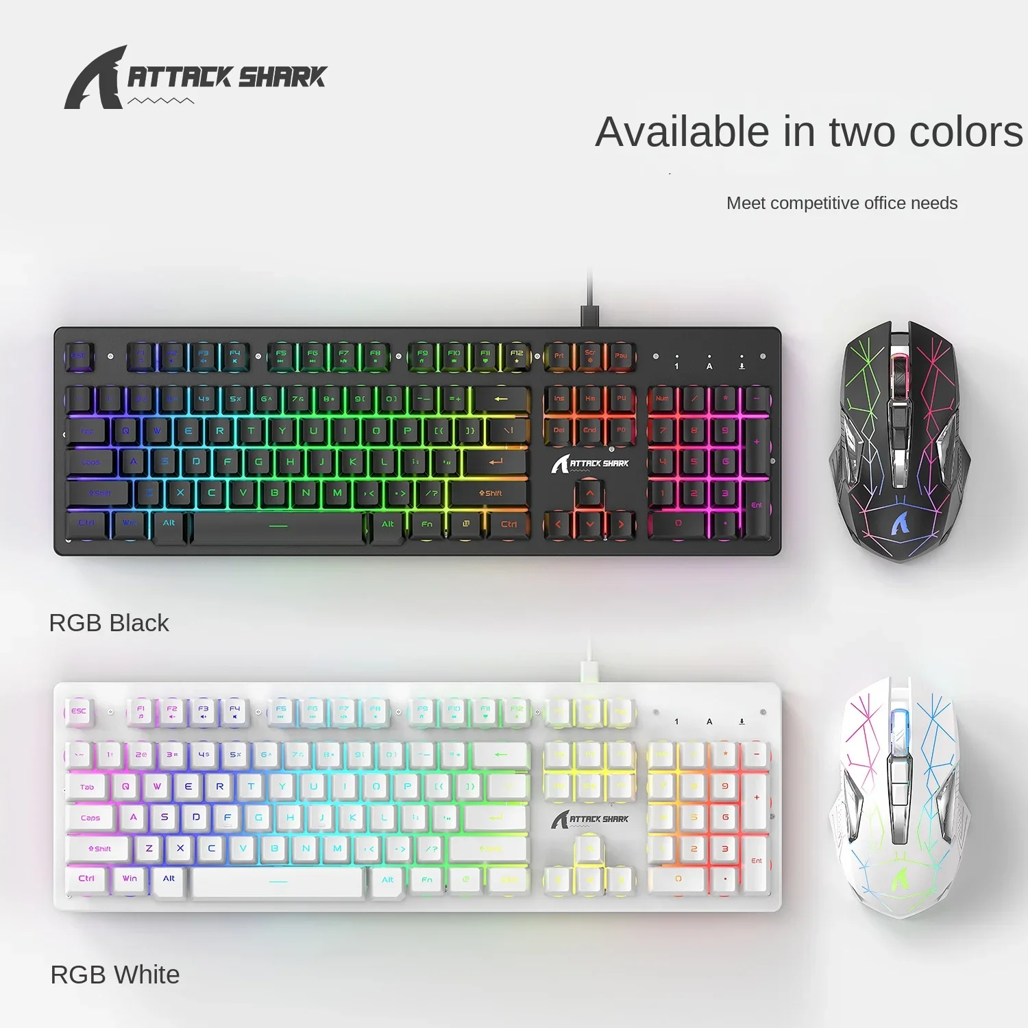 Attack Shark T3 RGB Wireless Keyboard and Mouse Kit Metal Panel Illuminated Keyboard Artificial Body Design Wireless Mouse