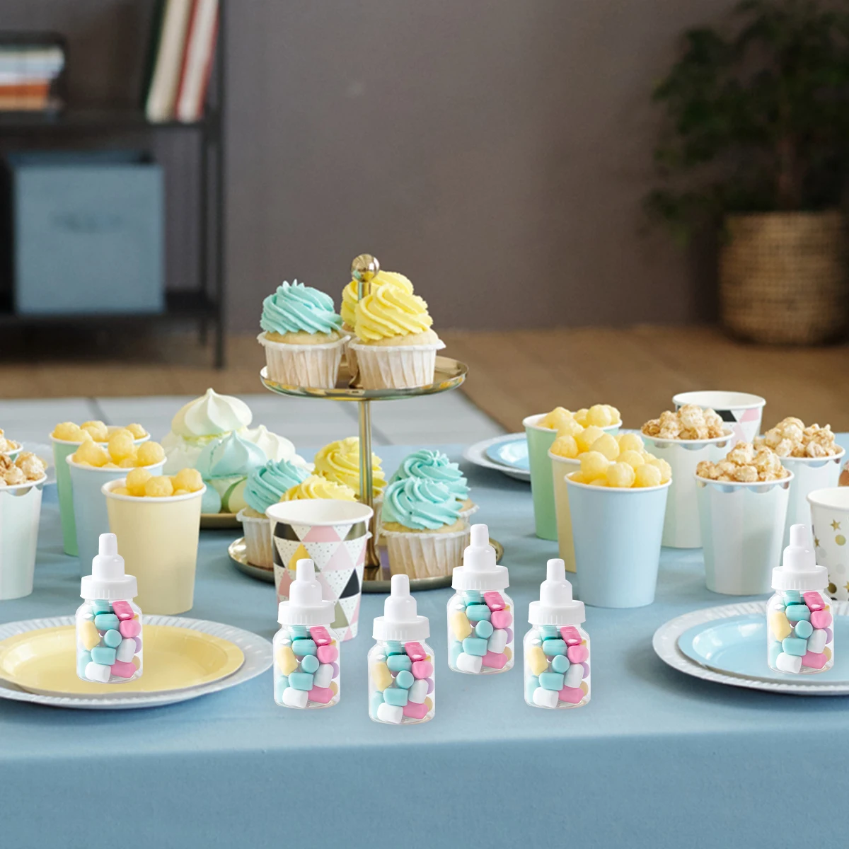 12 Stück Babyflaschen, blau, rosa, weiß, Kunststoff, Süßigkeitenflasche, Babyparty, Geschenkbox, Dekorationen, Jungen und Mädchen, Geschlecht offenbaren, Partygeschenke – Detail 8