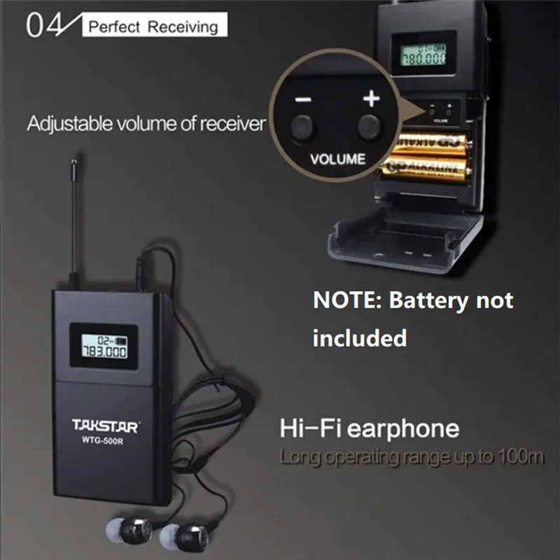 Excellent-TAKSTAR WTG-500 Wireless Tour Guide System Teaching Earphones UHF Frequency Wireless Audio System