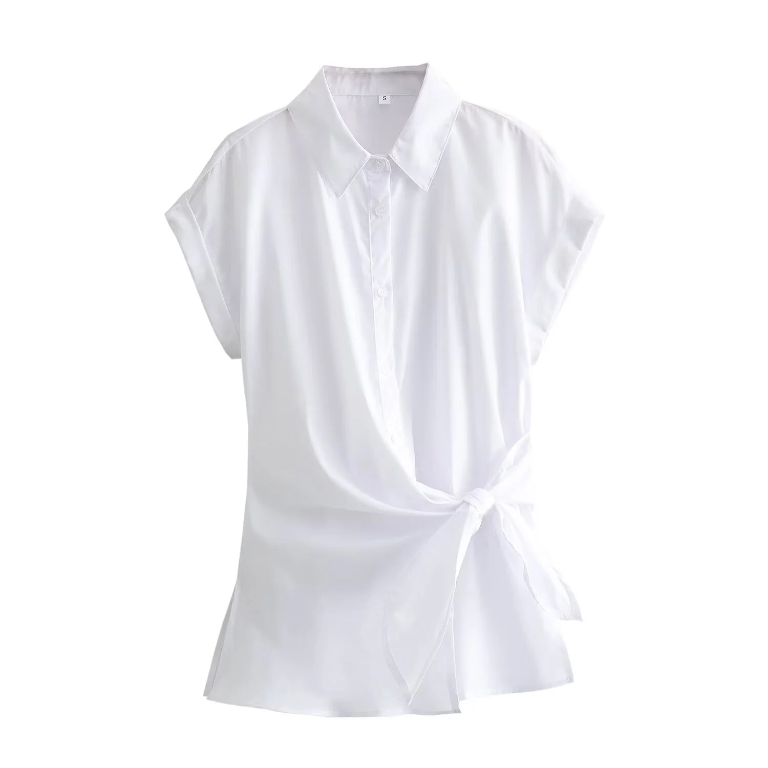 Cropped Shirt Short Sleeve White Woman Blouse Button Up White Crop Top Women 2024 Summer Clothes Collared Shirts Blouses Bowknot