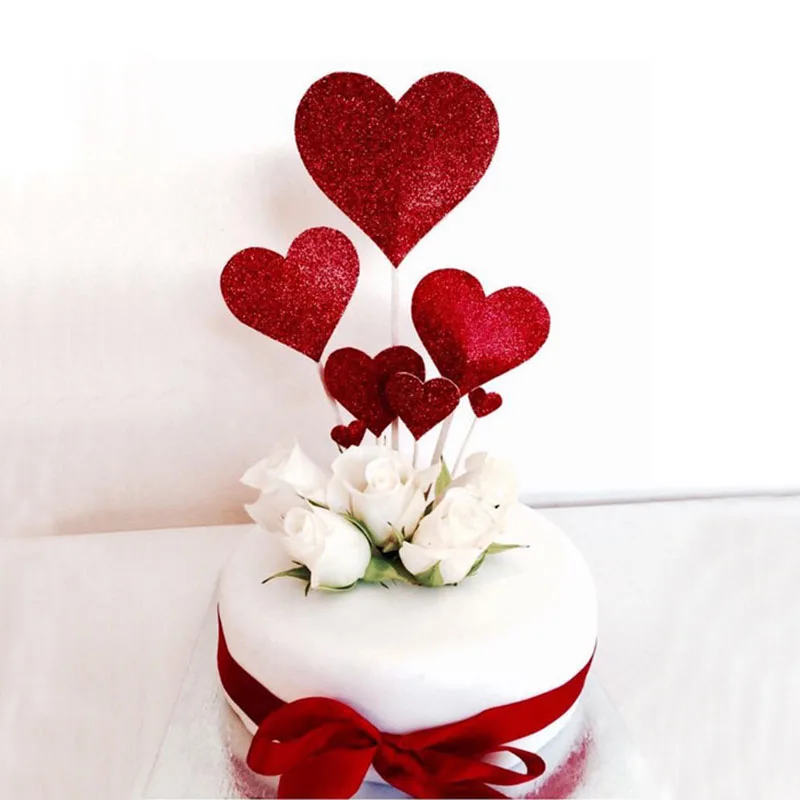 

Wedding Dessert Decoration 7pc Marriage Plug In Rose Love Birthday Anniversaire Party Red Suit Cake Dessert Table Supplies