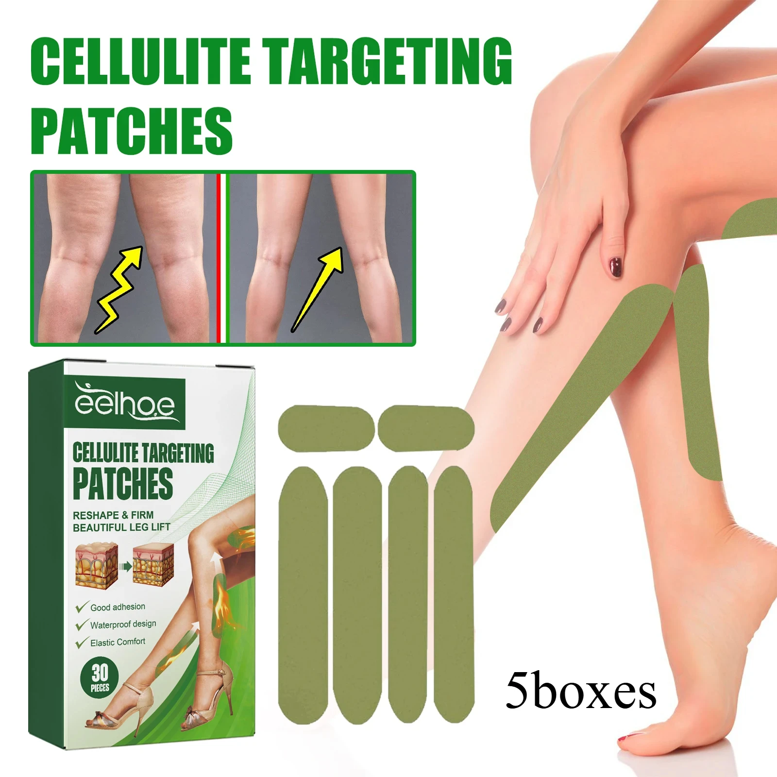 5Boxes Wormwood Leg Lifting Patch Tightening Leg Fat Anti Orange Peel Lazy Person Shaping Beautiful Leg Body Care Products