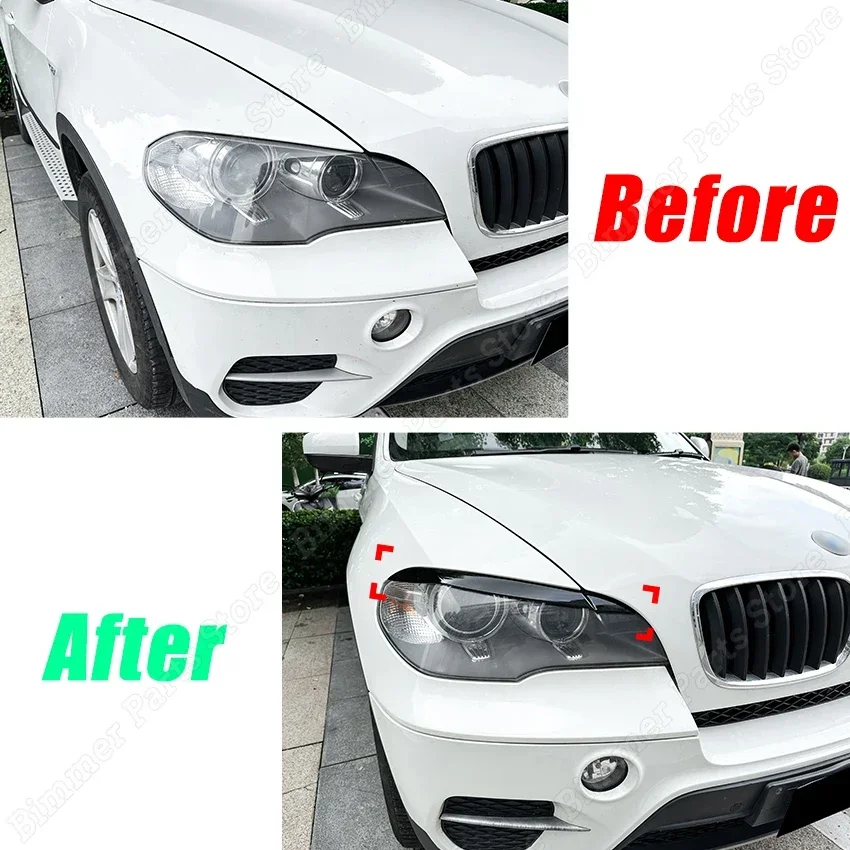 자동차 앞 헤드라이트 눈썹 뚜껑 트림 램프 커버 스티커, BMW X5 E70 30d 48i 30i 35d 40d 30d 50i 35i M50d 2006-2013