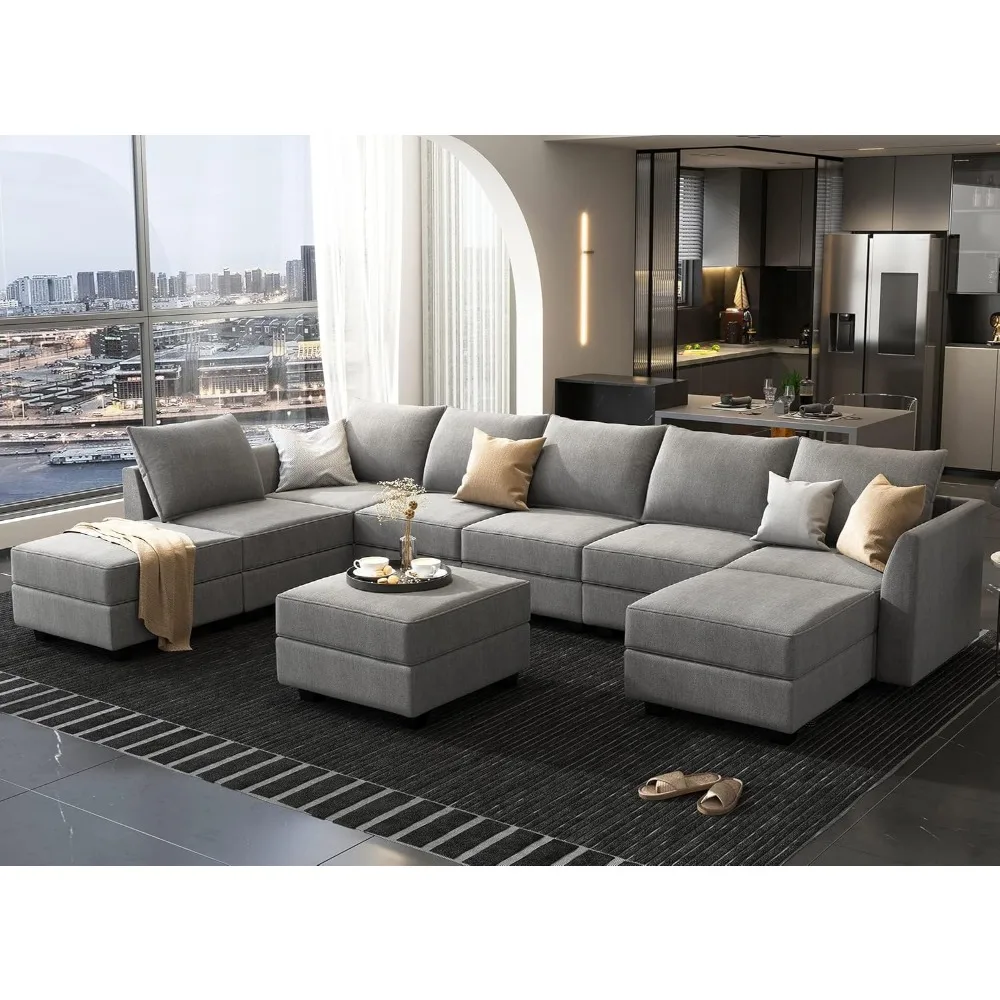 

Oversized Modular Sectional Sofa with Storage Seats Reversible Sectional Couch with Ottomans U Shaped Modular Sectional Couch