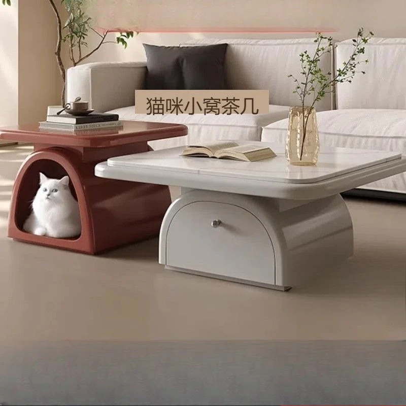coffee table combination small apartment, light luxury modern simple living room, mobile home, cat nest coffee table